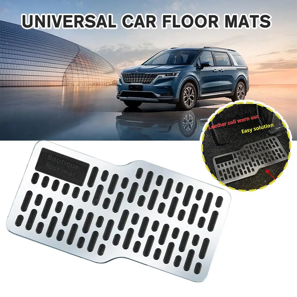 Universal Car Floor Stainless Steel Anti-slip Mats Interior Patch Carpet Metal Accessories Automotive Pads Waterproof Q4i5