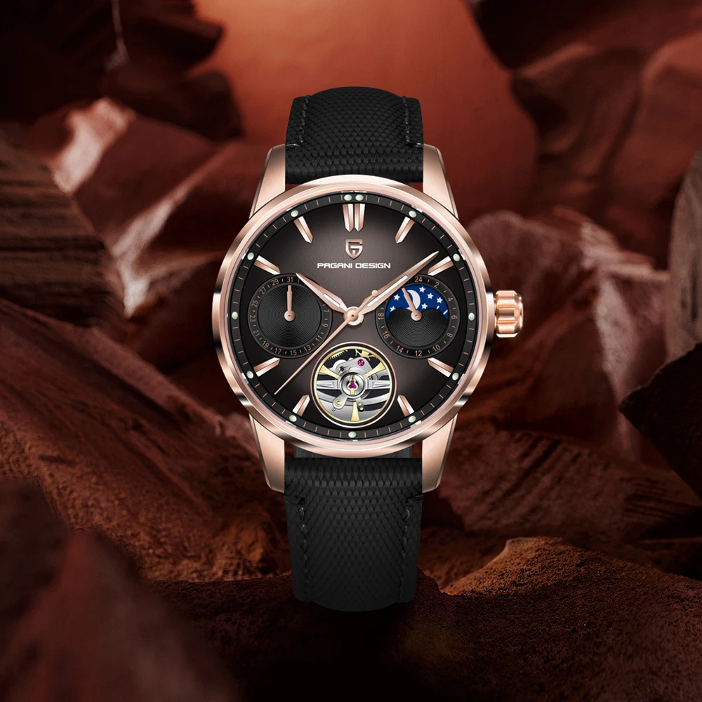 

Новинка 2024, PAGANI DESIGN, мужские механические часы с фазой Луны, роскошные автоматические часы для мужчин, AR, сапфировая кожа, светящийся турбийон
