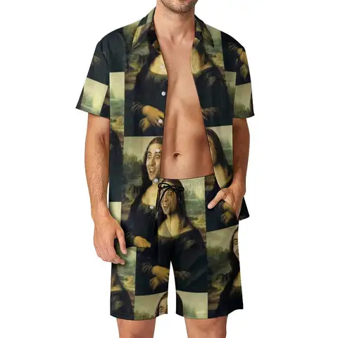 2025 Nicolas Cage Hawaiian Shirt Men Sets Funny Meme Print Casual Shirt Set Summer Pattern Shorts 2 Piece Hawaiian Suit Plus