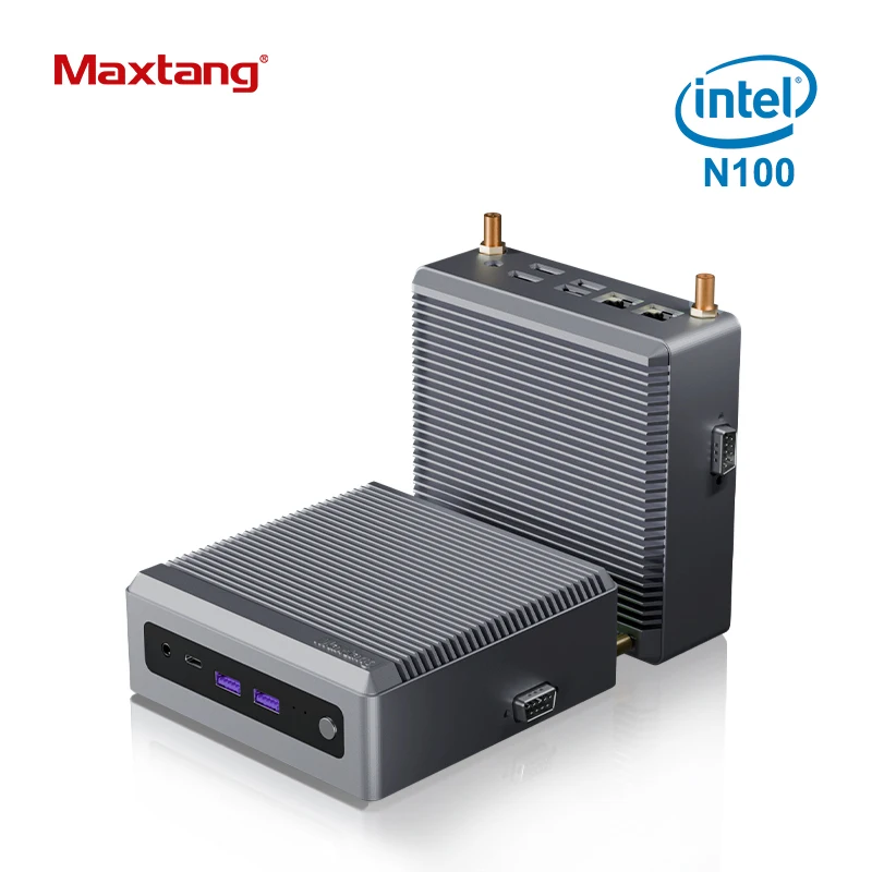 

Maxtang 12th Gen Intel Alder Lake N100 Fanless Digital Signage Mini PC, DDR4 M.2 SATA FPC 2LAN Wifi BT Desktop Gaming Computer