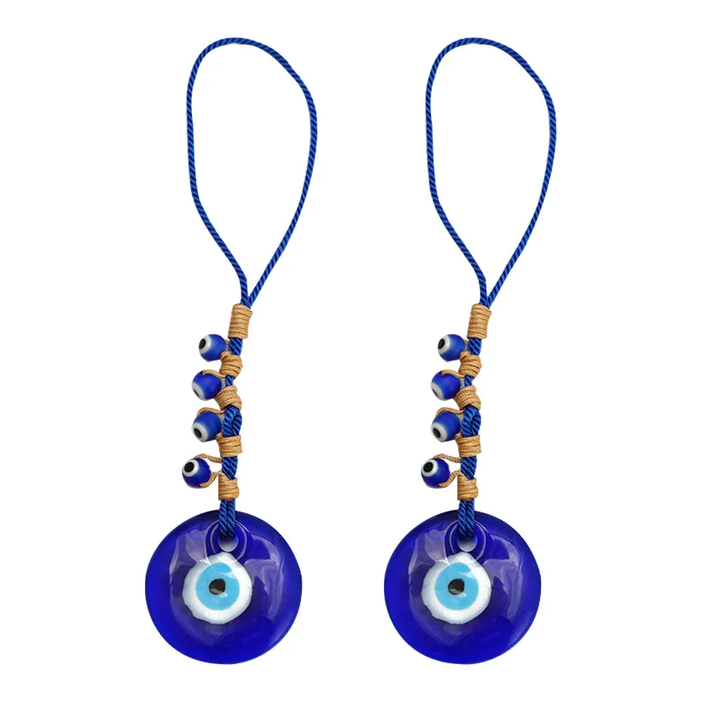 

2 Pcs Amulet Devil's Eye Pendant Miss Purse Holder for Glass Beads Blue Decor