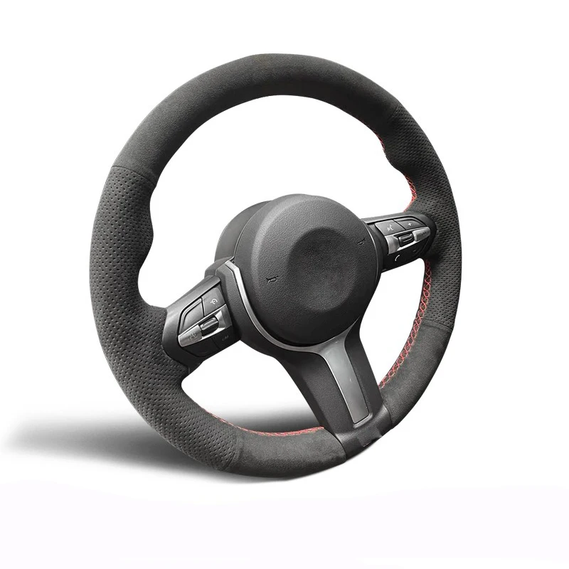 Alcantara Steering Wheel Cover Genuine Leather Red Thread Car Accessoires For BMW F07 F10 F11 F12 F13 F15 F16 F21 F22 F23 M3 F30