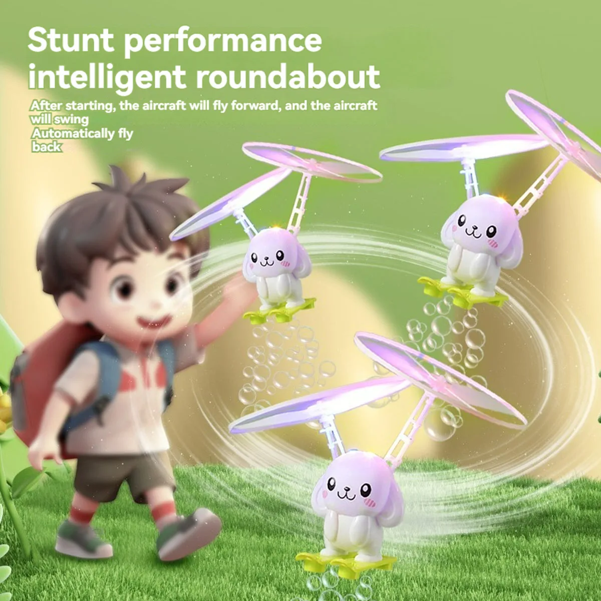 Bubble machine induction aircraft bolla all'aperto per bambini che soffia giocattoli interattivi elicottero a induzione sospesa compleanno gif