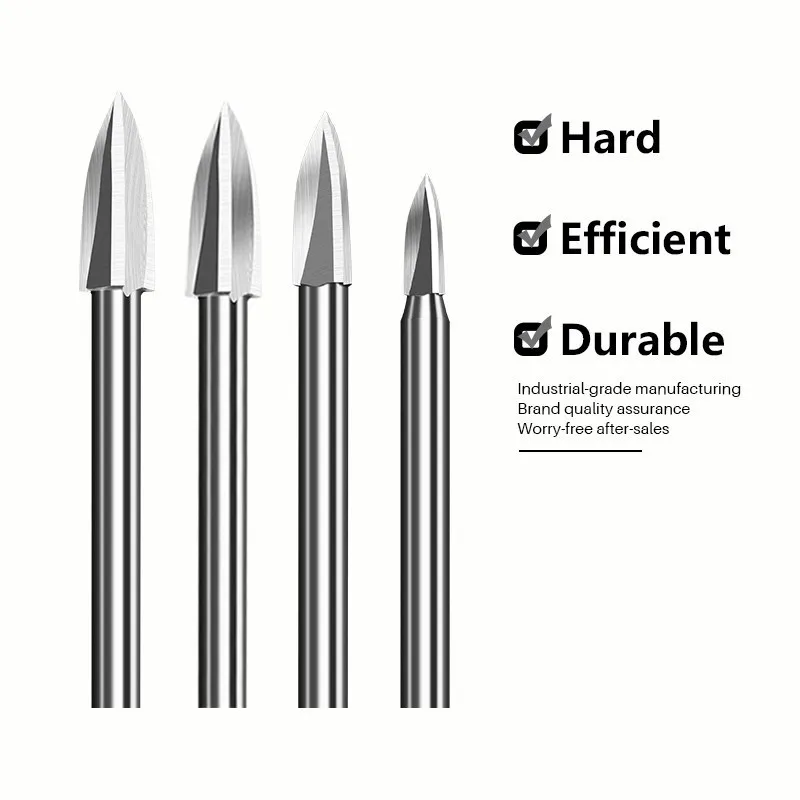 HAMPTON 3mm Shank Wood Engraving Bit 3-8mm Carbide Grinding Burr for Woodworking Drilling Carving Engraving Bit Woodworking Tool