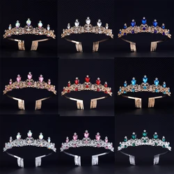 New Crystal Crown Gold Silver Color Wedding Rhinestone Tiara Hair Comb for Ladies Fashion Party Wedding Hair Accessories