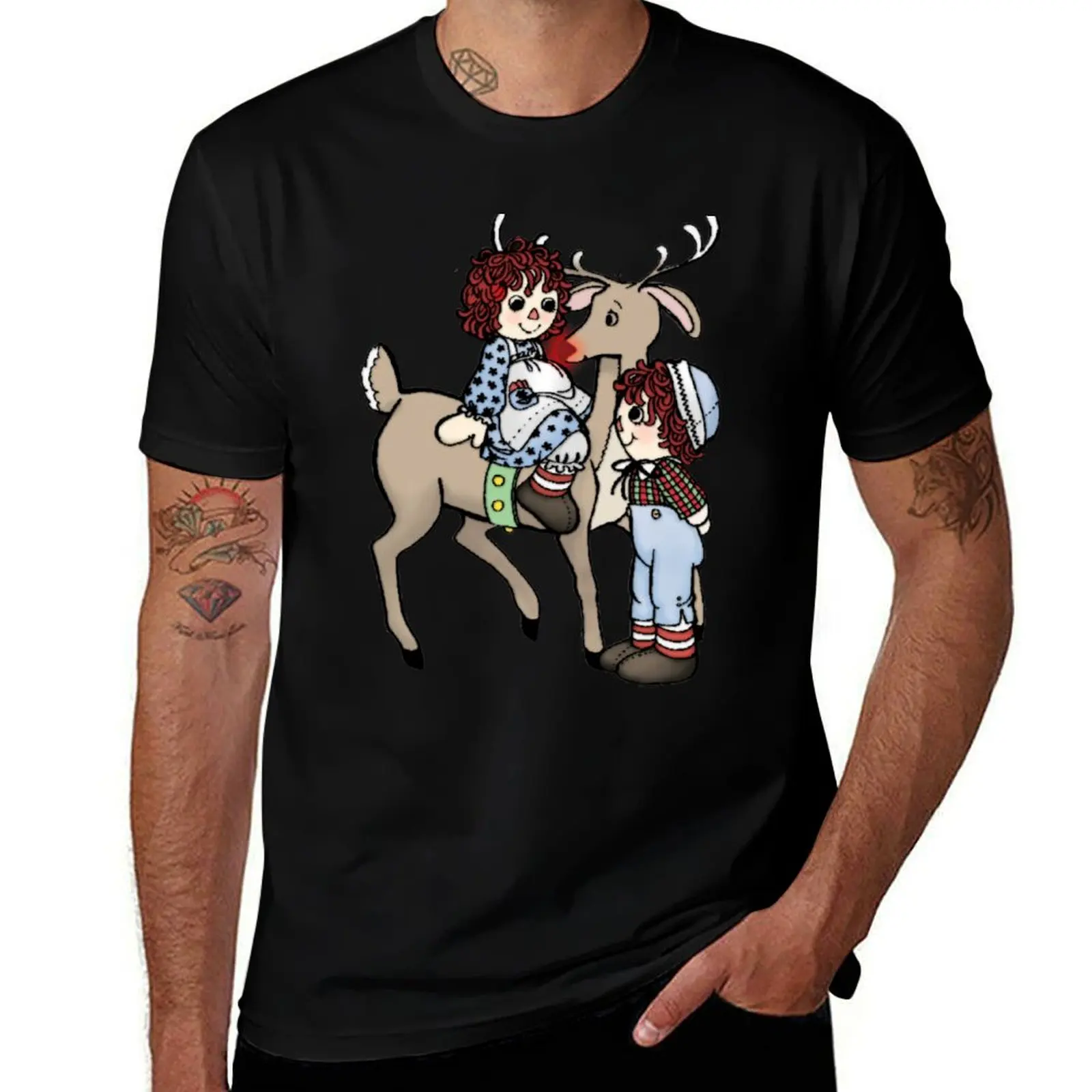 

Raggedy Ann and Andy with Rudolph T-Shirt Independence Day Short Sleeve T-Shirt