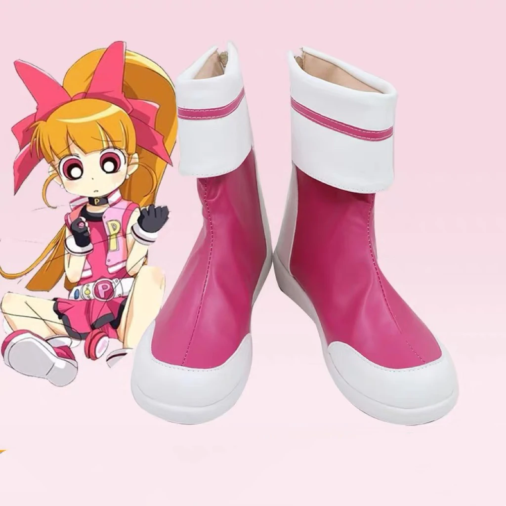 

Аниме Power Cos Puff Girls Blossom Bubbles Buttercup Обувь для косплея Сапоги Реквизит для Хэллоуина