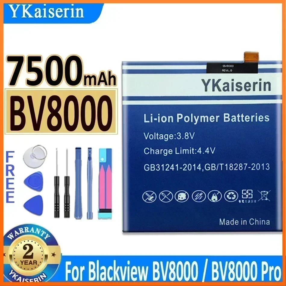 

7500mAh YKaiserin BV 8000 Replacement Battery for Blackview BV8000 Pro BV8000pro V636468P Smart Mobile Phone Bateria + Track NO