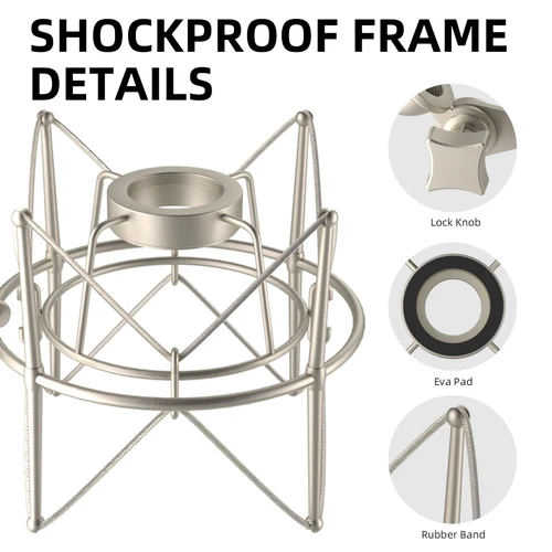 Imagen 2 del producto Soporte de micrófono U87, soporte de micrófono de grabación ajustable, soporte de Metal, micrófono condensador Pod a prueba de golpes