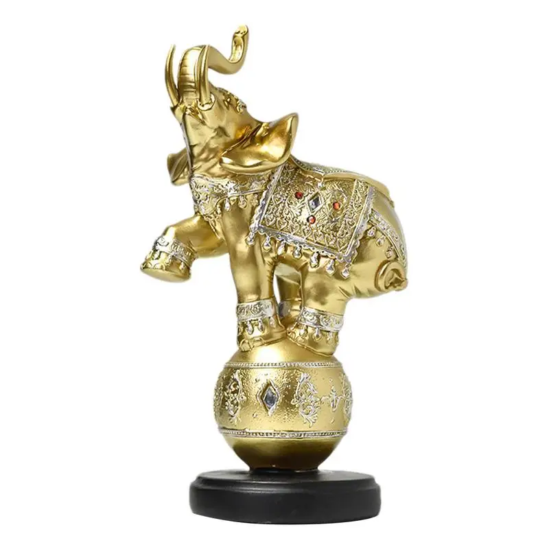 

Elephant On The Ball Ornament Wildlife Animals Decorative Collectible Figurines Elegant Feng Shui Statue Decor Sculpture