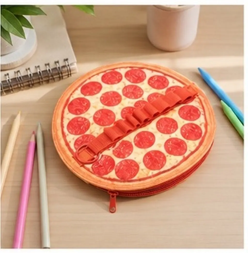 Pizza Pencil Case Canvas Roll Pencil Holder Fun Realistic Appearance Compact Lightweight Pen Storage Pouch for School Office Art
