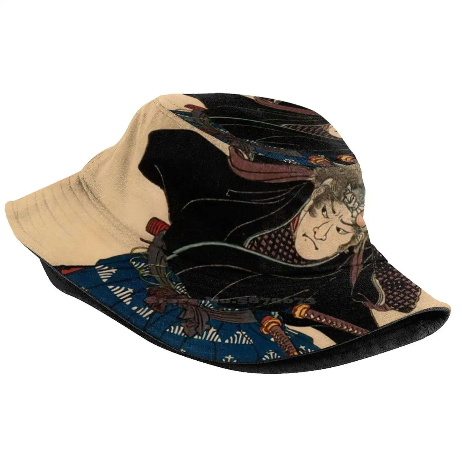 Miyamoto Musashi By Kuniyoshi Utagawa Unisex Fisherman Hats Bucket Hats Manga Miyamoto Musashi Musashi Miyamoto Sword Katana