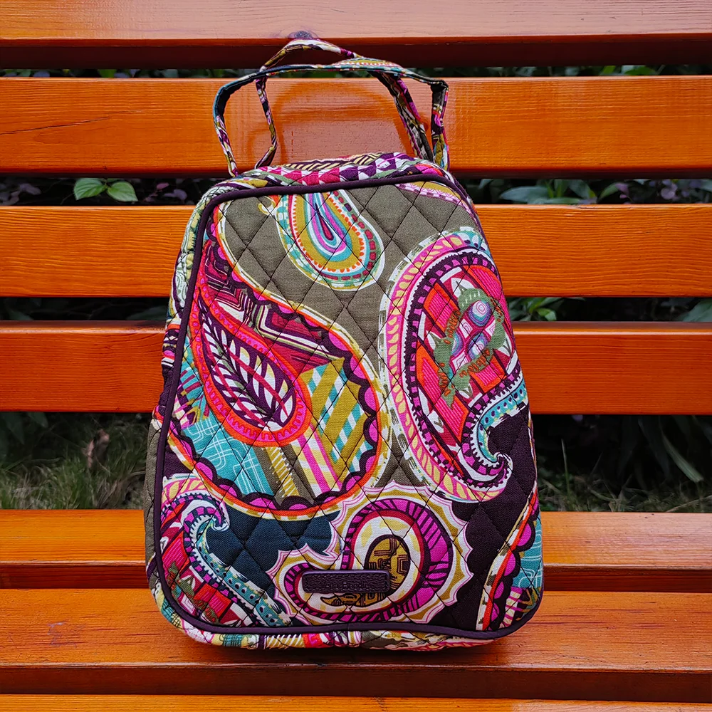 New color pure cotton environmentally friendly floral lining waterproof student lunch bag insulation bag lightweight handbag