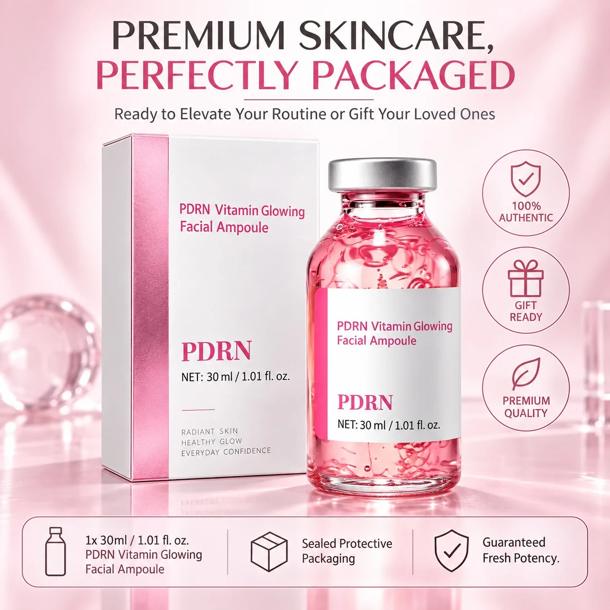 Damaged Barrier? PDRN + Stem Cell + Peptide Deep Activation Ampoule – Rose Infused Intensive Face Serum, Repair & Rejuvenate