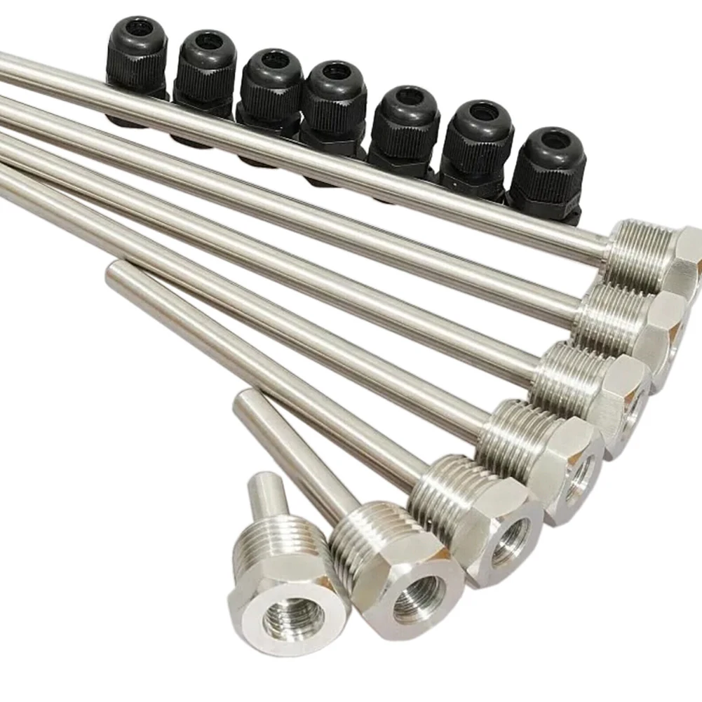 1pc 30-200mm Thermowell 304 Stainless Steel G1/2 Thread Immersion Sleeve Pocket For Temperature Sensor Home Accessories