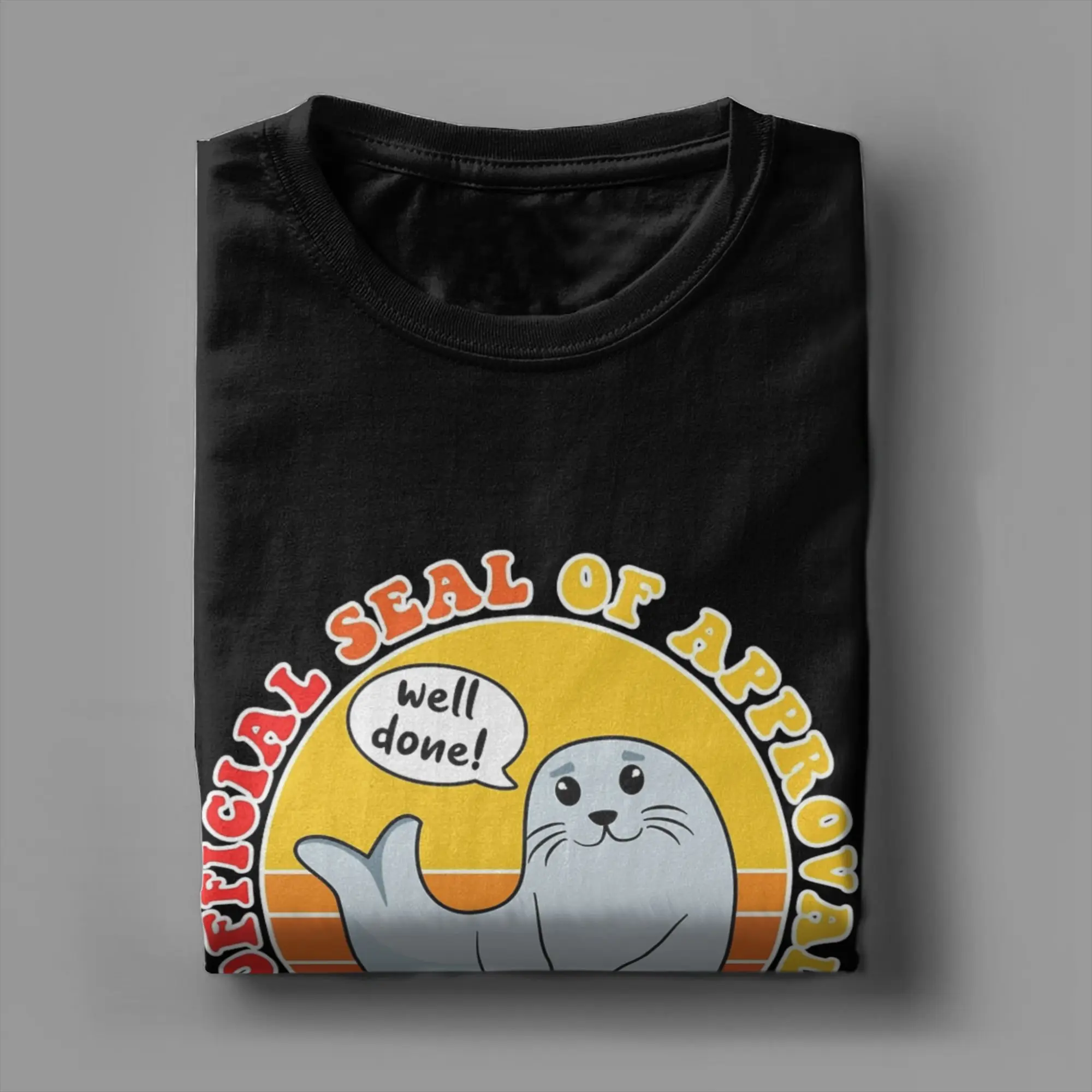 Seal of Approval Cute Baby Neil the Seal T-Shirt for Men  Vintage 100% Cotton Tees Crewneck Short Sleeve T Shirt 6XL Clothing