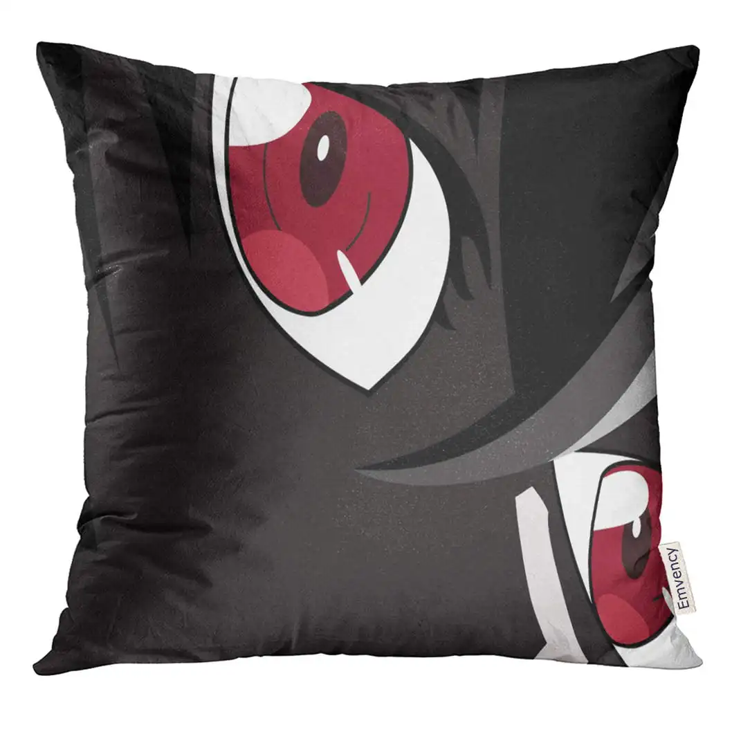 STOAG ese Anime Eyes Red on Black Face from Cartoon for Manga Comic Throw Pillowcase Cushion Case Cover 16x16 inch