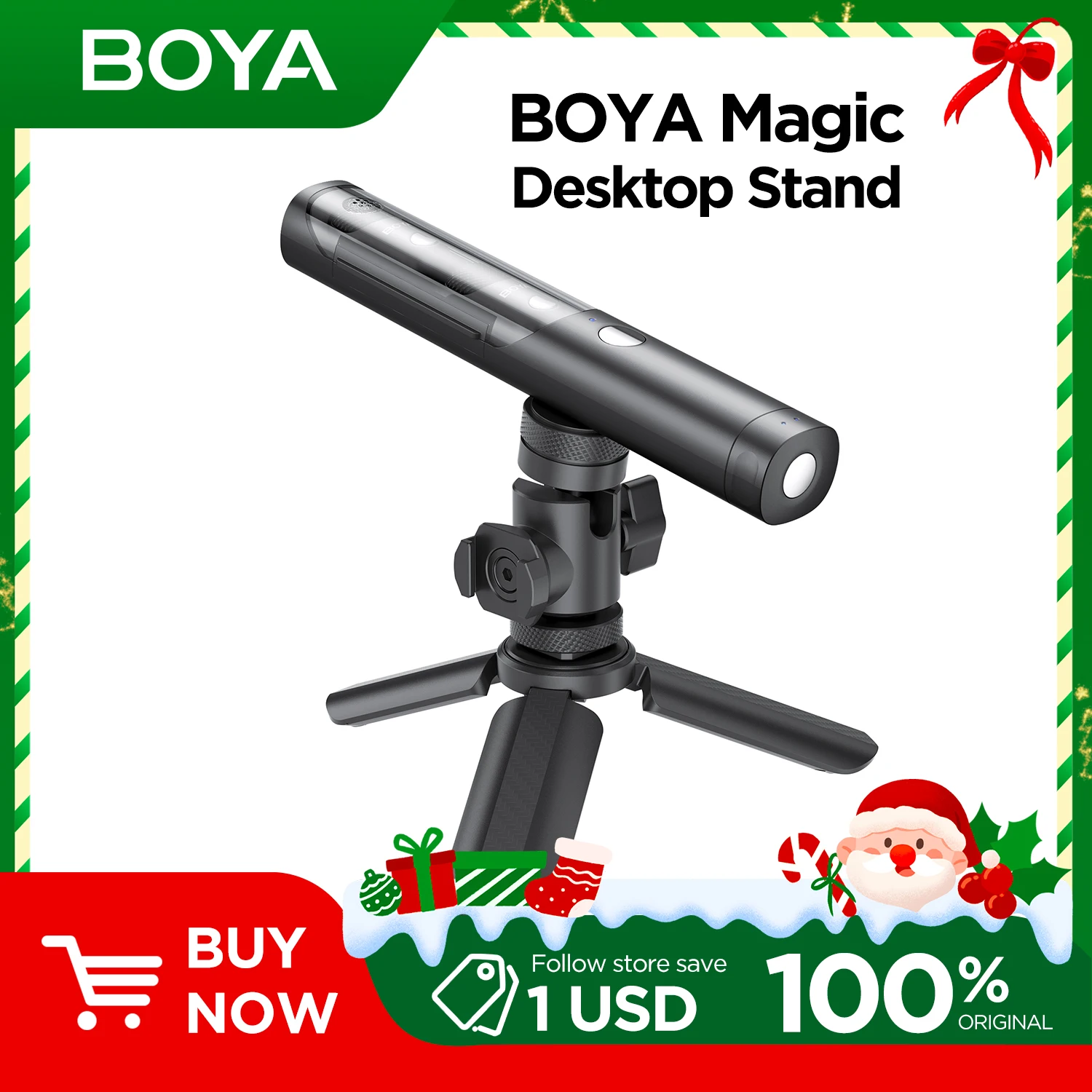 

BOYA Magic Tripod Stand for Desktop Microphone with Non-slip Rubber Feet Foldable Desk Mic Stand for Gaming Podcasting Meeting
