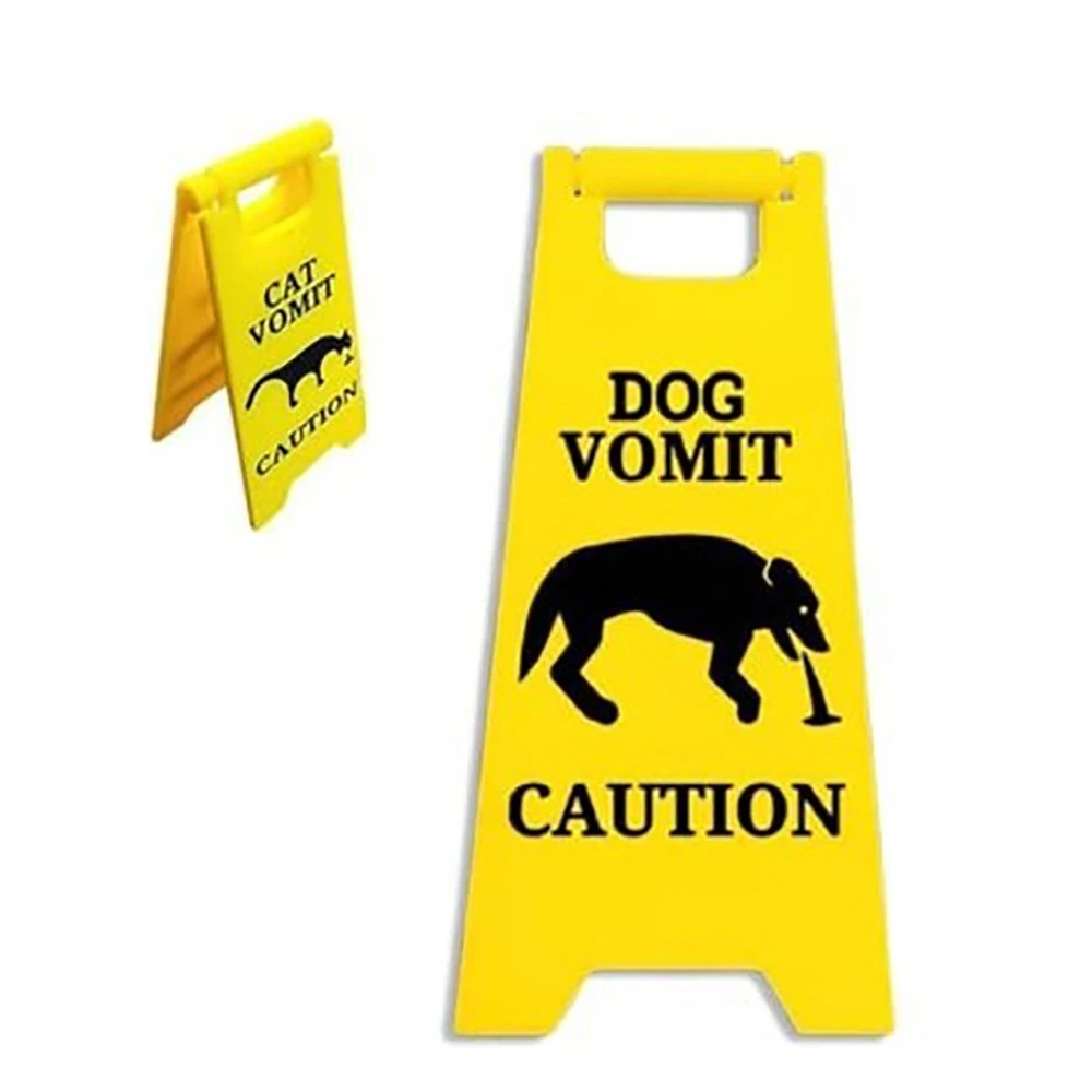 Cat Vomit Sign Dog Vomit Sign-3D Printed Caution Vomit Sign 4 Inch Cat/Dog Vomit Sign Funny Pet Sign Decor Yard Signs