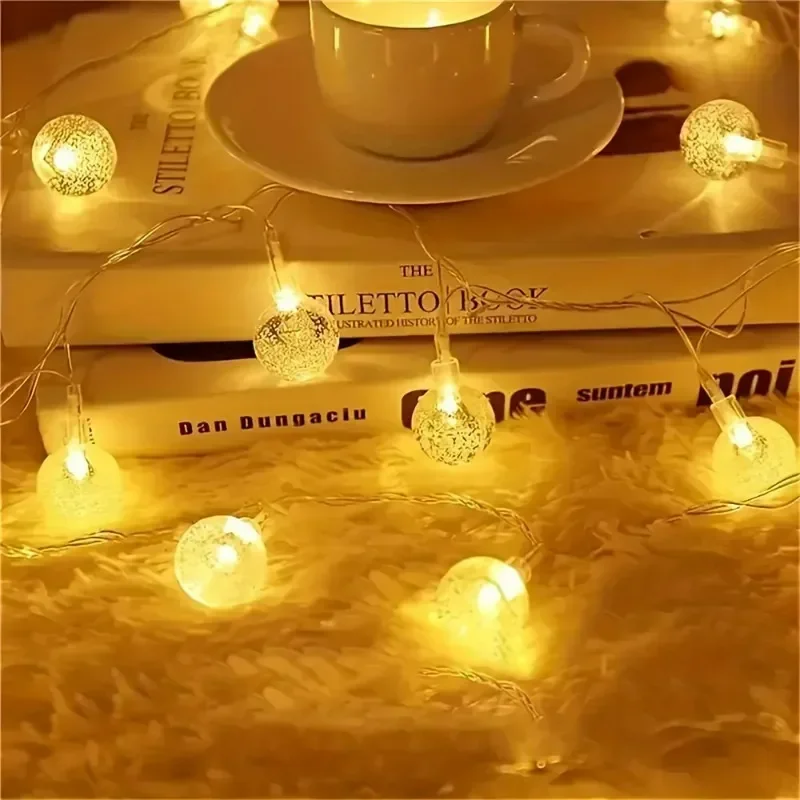LED Bubble Ball String Lights USB/Battery Operated Indoor Fairy Light for Wedding Holidays New Year 2026 Decorations10/20/40LED