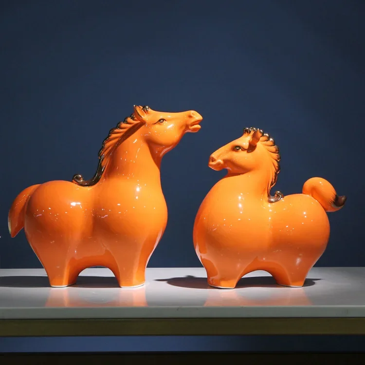 

[MGT]-Ceramic Horse Modern Minimalist Home Decoration Set, Creative Crafts, Living Room Gift