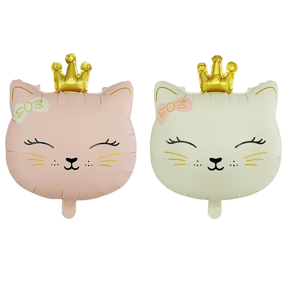 Cartoon Krone Katze Kopf Helium Ballon Tier Folie Ballons Geburtstag Party Dekoration Kinder Spielzeug Globos Event Party Supplie