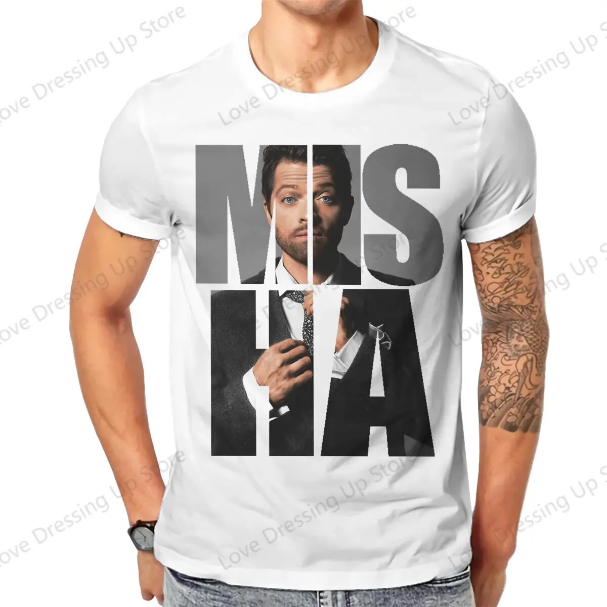 

Misha Collins Pure Cotton Summer Short Sleeved T-shirt Men Women Trendy Supernatural Loose Tops