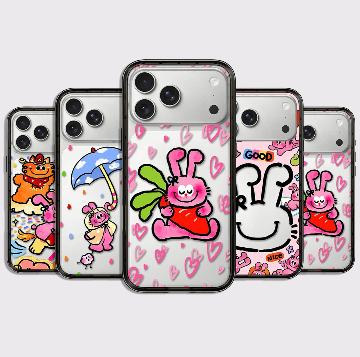 Pink Rabbit Orange Cat Compact Acrylic Border Magnetic Phone Cover for IPhone 13 14 15 16 17 Pro Max Case for IPhone Air