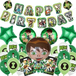 Ben 10 Birthday Decoration Balloons Set Foil Latex Balloons Baby Shower Decor Toys Banner Gift Bag Kids Birthday Party Supplies