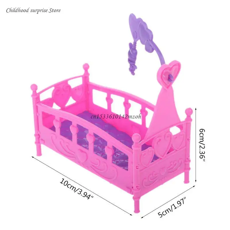 Kids Interactive Dollhouse Decoration Rocking Bed Funny Pretend for Play Toy Best Gift for Indoor/Outdoor Dropship