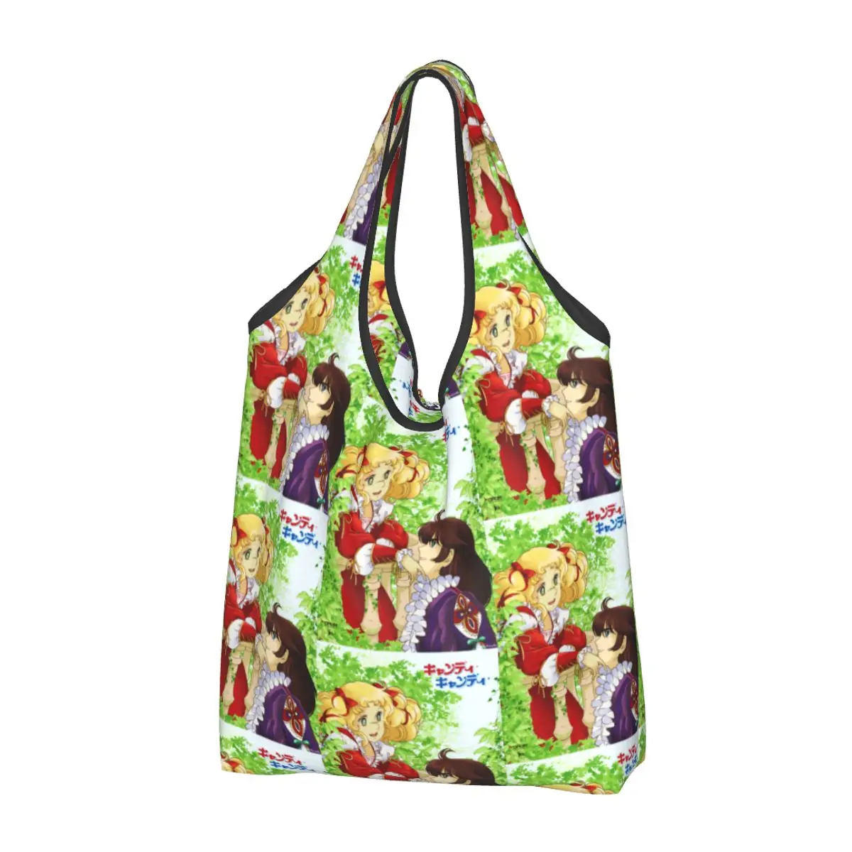 Candy Candy Groceries Shopping Bag Fashion Shopper Shoulder Tote Bags Big Capacity Portable Anime Manga Cartoon Girl Handbag