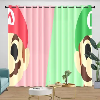 Záclony s průchodkami, kreslený film Mario, světelný odstín, ložnice, okno, zavěšení, domácí dekorace pro děti, více velikostí 10 nejlepší prodej Záclony Super Mario - №1