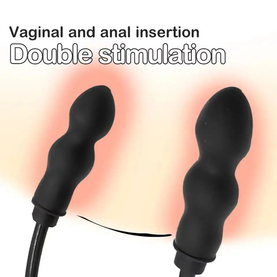 2-in-1 Inflatable anal vaginal sex toy Inflatable women\'s butt plug G-spot stimulator Men\'s inflatable anal plug backyard toy