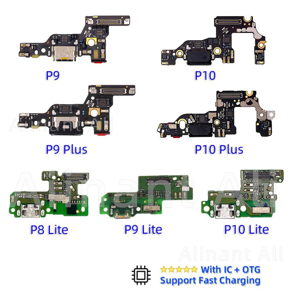 Aiinant Dock USB Charger Board Connector Fast Charging Port Flex Cable For Huawei P8 P9 P10 Lite Plus 2016 2017 Spare Parts