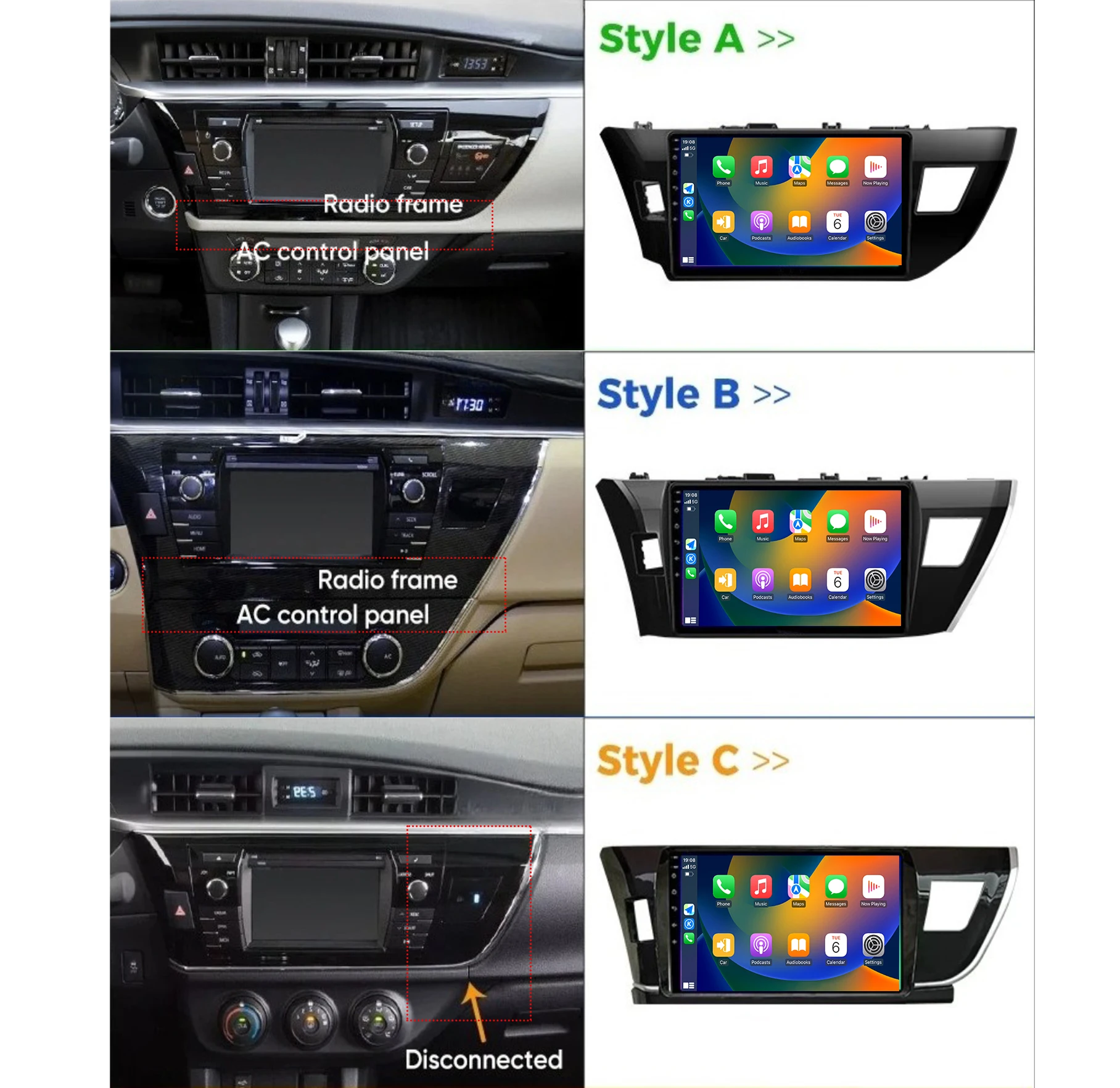 Upgrade For Toyota Corolla Levin 2014-2016 Modify Wireless Carplay Car Multimedia Player HD Touch Screen Android Auto Radio FM