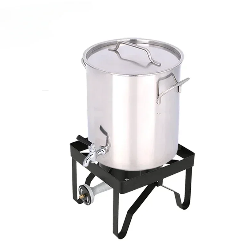 Camping Stainless Steel Turkey Fryer Pot Large Capacity Boiling Pot With Gas Burner Stove