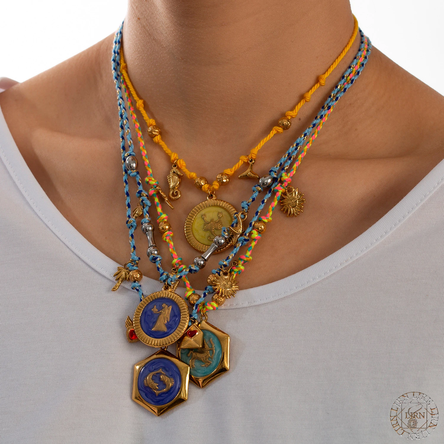 

2025 New Necklace Tarot Cards Constellation Colorful Enamel Stainless Steel Choker for Women Accessories Jewelry