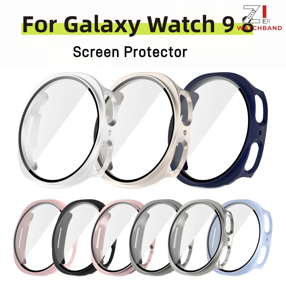 Tempered Glass+Cover For Samsung Galaxy Watch 9 8 40mm 44mm Screen Protector Shell Case Anti-scratch Bumper for Galaxy Watch 8 9