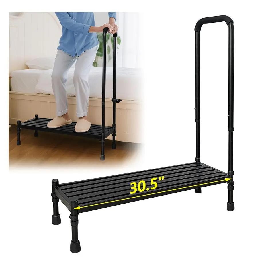 خطوات للأسرة العالية للبالغين، مقعد طبي بجانب السرير مع مقبض لكبار السن، مقعد معدني شديد التحمل للمعاقين في السرير #1