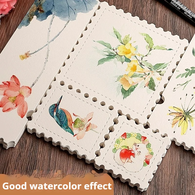 Borrence Stamp Ticket Stub Watercolor Paper 25/75 Sheets 300g Fine Lines Square Water Color Painting Paper Art Drawing Supplies