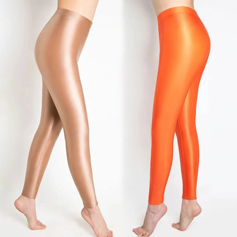 Summer Glossy Thin High Waist Seamless Women Yoga Leggings Plus Size Workout Pants for Gym Trousers Tight Bottoms