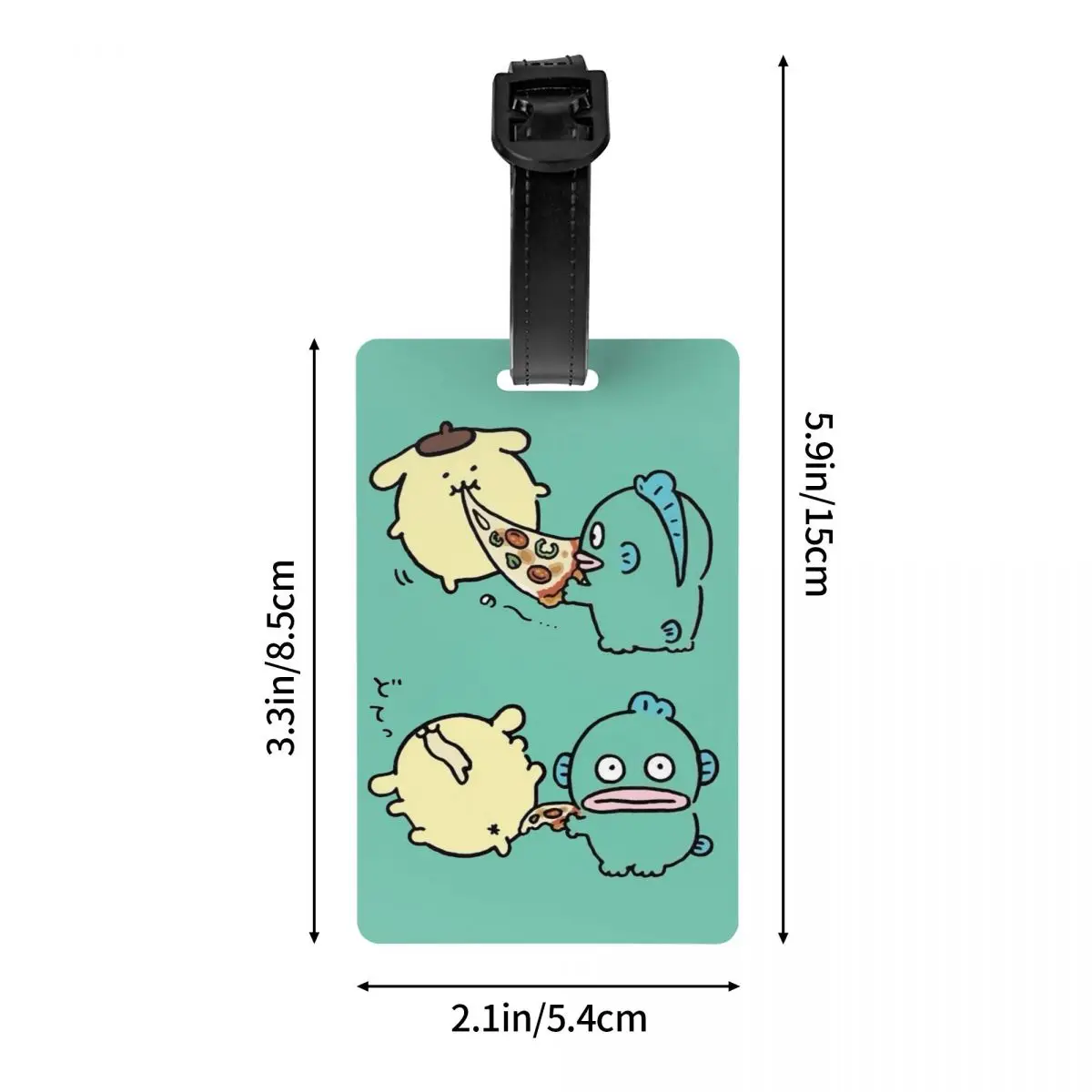 علامة الأمتعة Purin and Hangyodon المخصصة مع ملصق تعريف غطاء الخصوصية لبطاقة الاسم لحقيبة السفر #4
