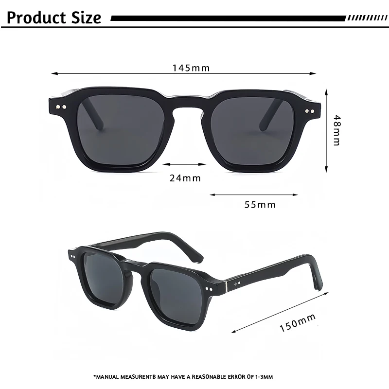 CATERSIDE Acetate Frame Polarized Sunglasses Men Retrosquare Large Women Sun Glasses Punk Outdoor Driving Travel Eyewear UV400