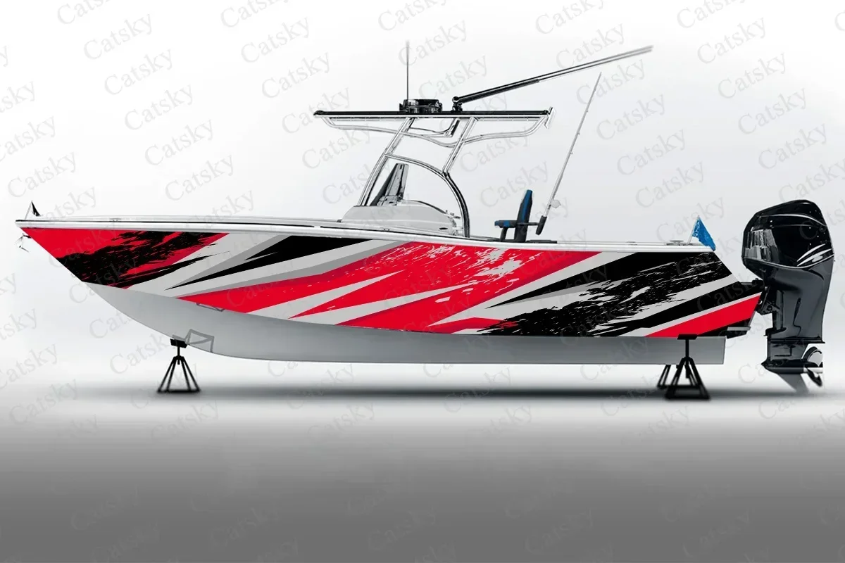 Abstract Vector Geometric Figures Boat Sticker Packaging Fish Ship Waterproof Custom Fashion Marine Vessels Sticker Wrap Vinyl