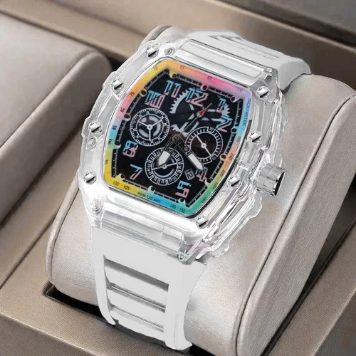 Reloj de pulsera de cuarzo de tendencia de lujo para hombre, reloj automático para hombre, relojes mecánicos, deportes transparentes luminosos