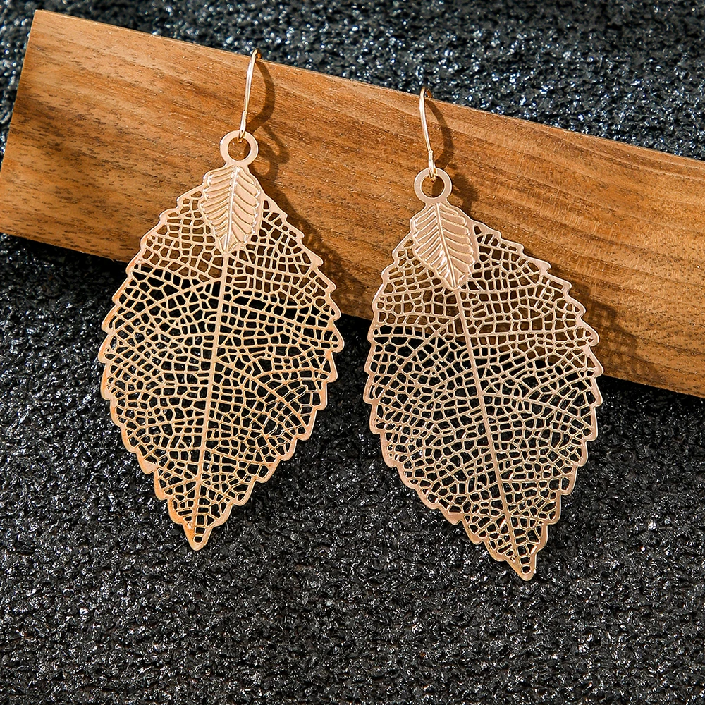 3 أزواج من الأقراط المتدلية على شكل أوراق بوهو للنساء، هندسية مريحة في الارتداء، مجوهرات إبداعية، هدايا العطلات