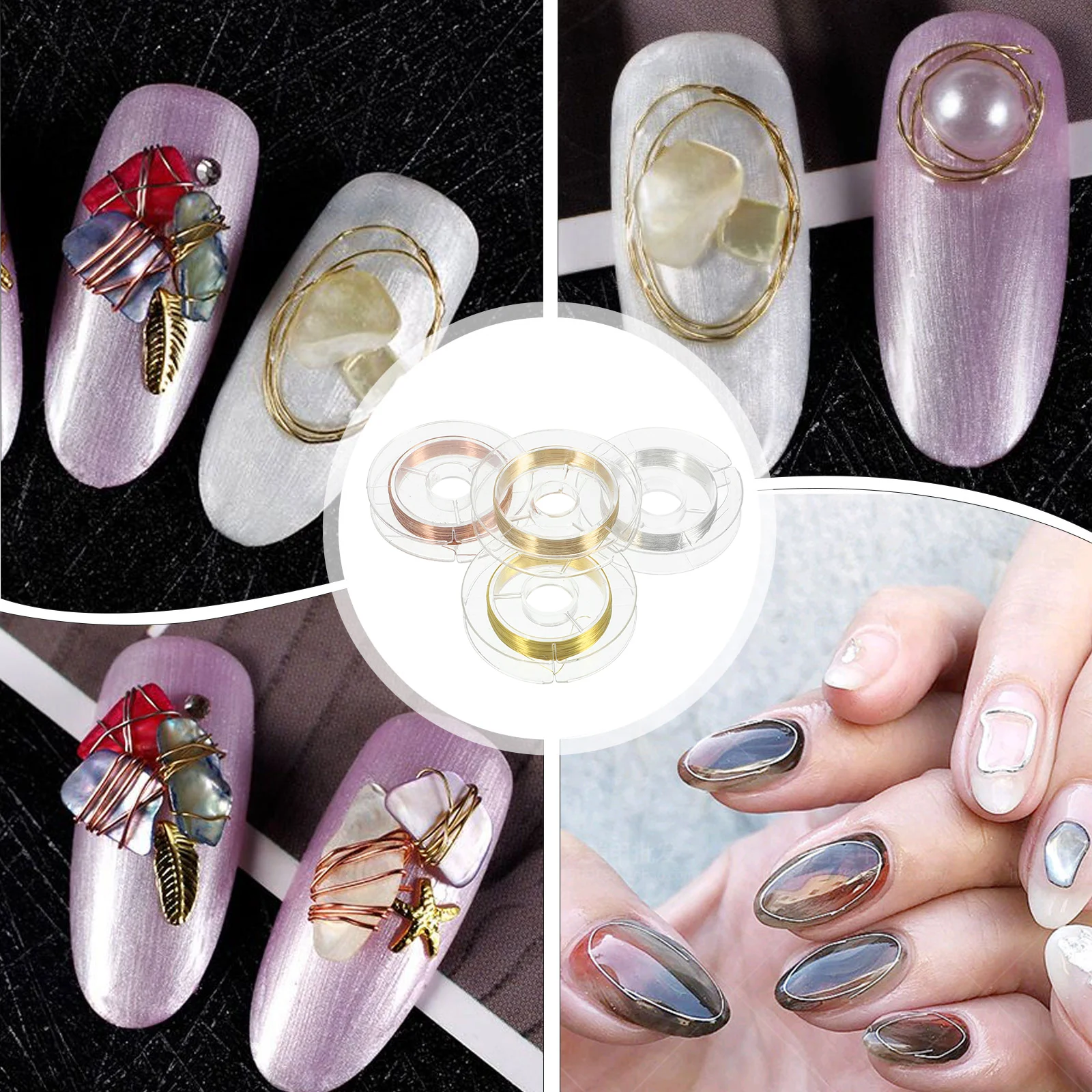 

4pcs 4 Rolls Copper Wire Fine Line For Decoration Nail Art Wire Decor Nail Art Supplies Easy To Clean For Natural Fake Nails