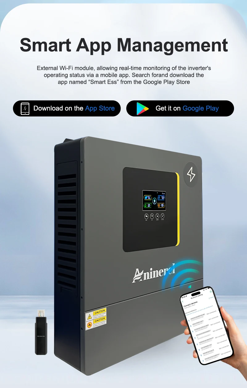 Aninerel 11KW 48V Parallel Dual MPPT 160A Netzunabhängiger Solar-Wechselrichter mit Dual-Ausgang PV 500VCD, integriertem WLAN, 6.2KW 48V IP54, reiner Sinuswelle 230V für den Heimgebrauch – Detail 24