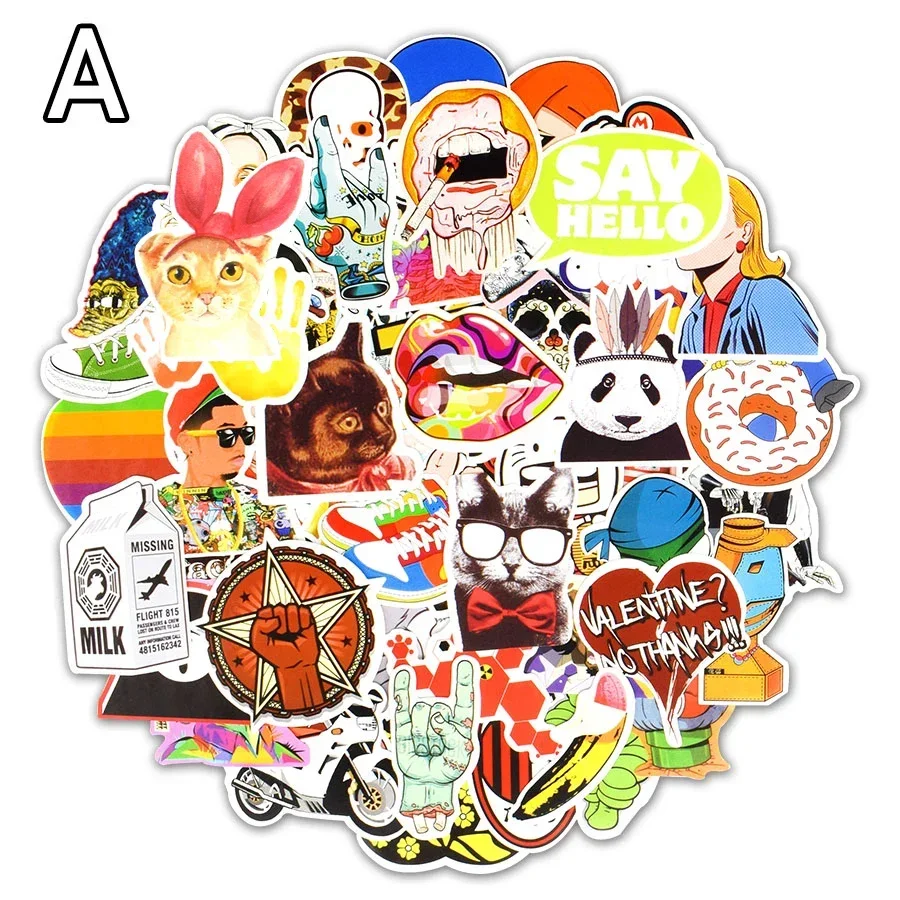 100 PCS Graffiti Anime Stickers Punk Funny Waterproof Stickers DIY Suitcase Skateboard Laptop Guitar Bike Vinyl Decal Sticker