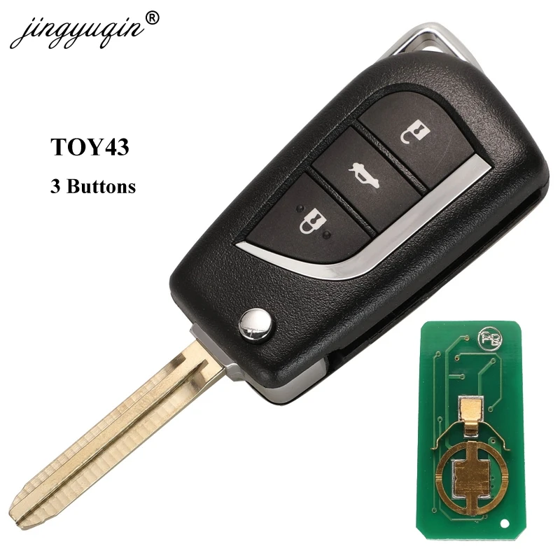 jingyuqin 2/3 Buttons Control Key 315Mhz with Chip For Toyota Corolla RAV4 Camry CROWN Reiz Toy43 TOY48 Modified Flip Remote Key